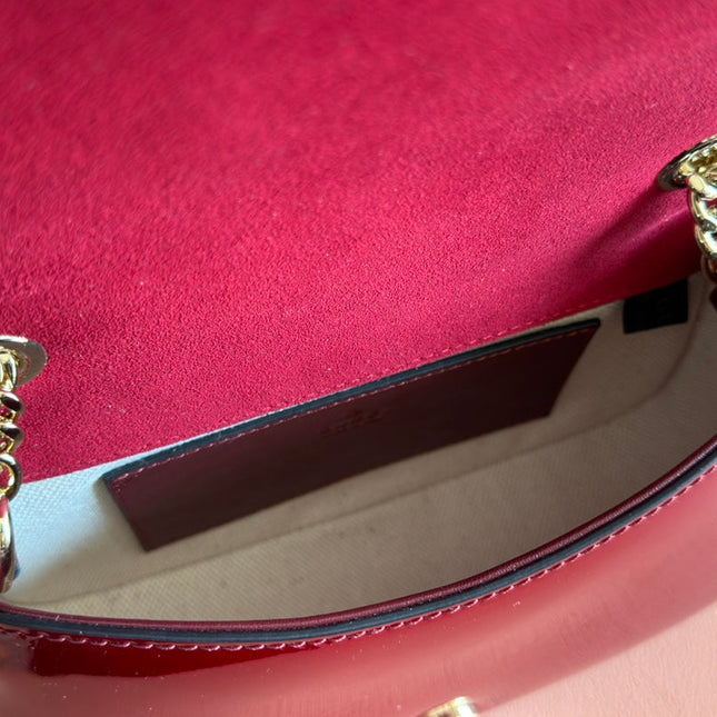 SMALL BLONDIE SHOULDER BAG 21.5 IN RED PATENT CALFSKIN