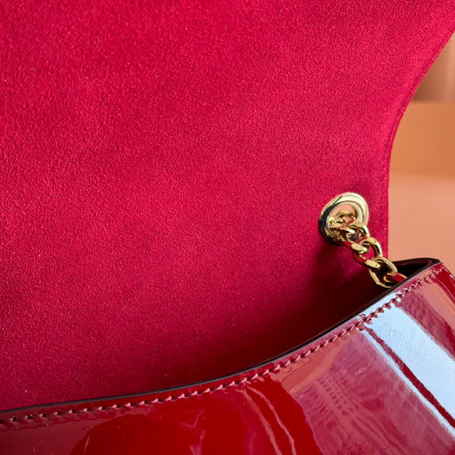 SMALL BLONDIE SHOULDER BAG 21.5 IN RED PATENT CALFSKIN