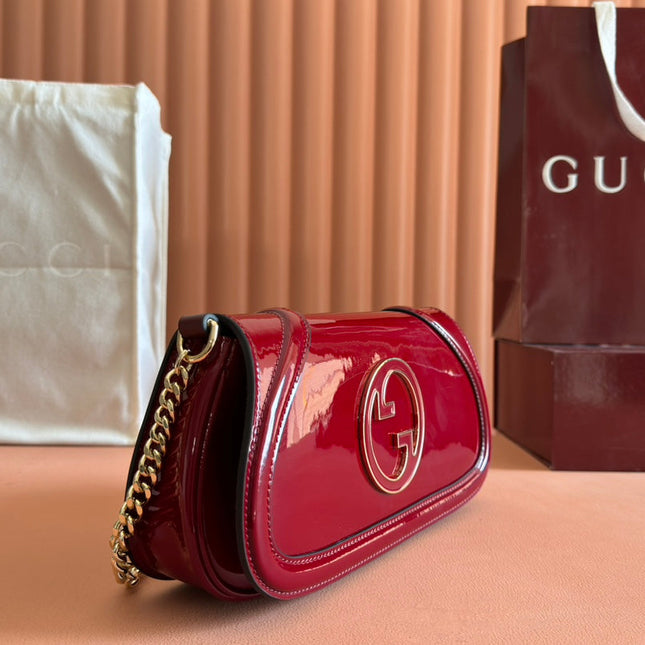 LARGE BLONDIE SHOULDER BAG 29.5 IN RED PATENT CALFSKIN