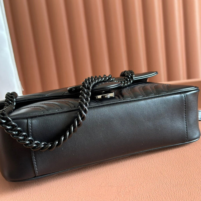 MARMONT SHOULDER BAG 26 IN BLACK CALFSKIN BLACK CHAIN