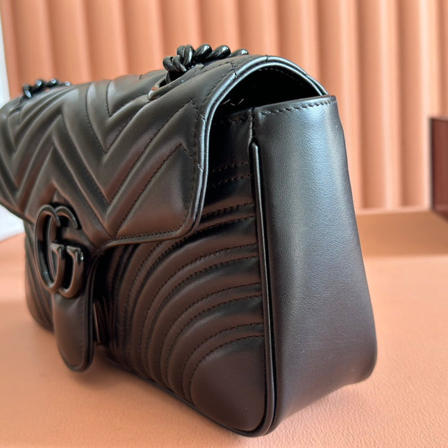 MARMONT SHOULDER BAG 26 IN BLACK CALFSKIN BLACK CHAIN