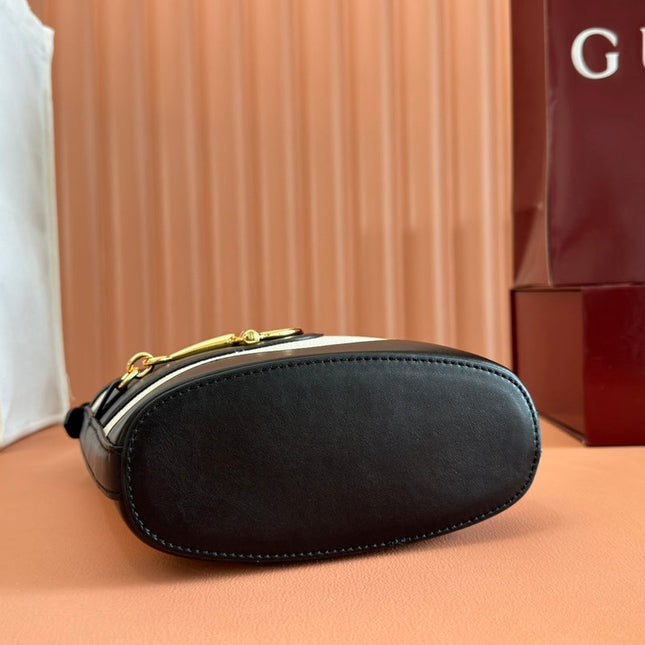 73 SMALL BUCKET BAG 20 IN NATURAL CANVAS AND BLACK CALFSKIN