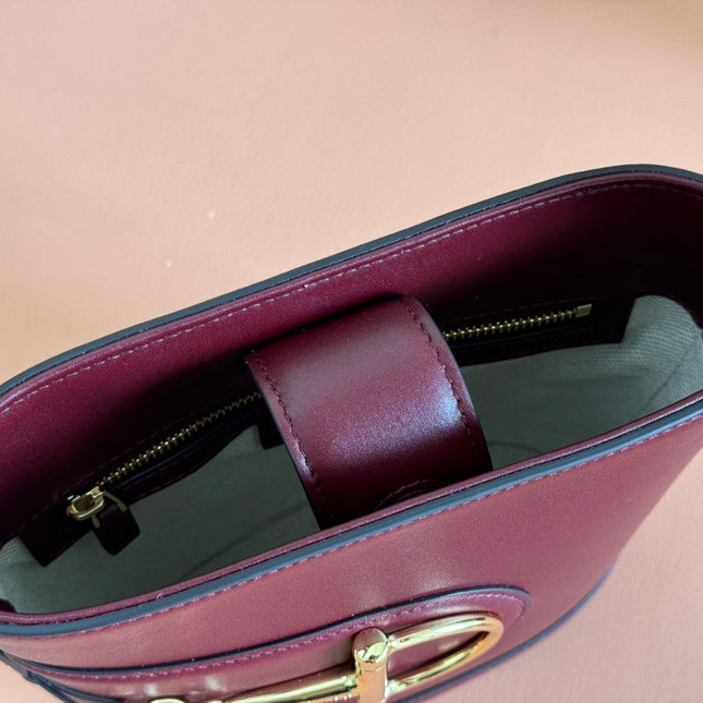 73 SMALL BUCKET BAG 20 IN ROSSO ANCORA RED SMOOTH CALFSKIN