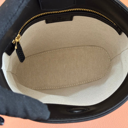 73 SMALL BUCKET BAG 20 IN BLACK SMOOTH CALFSKIN