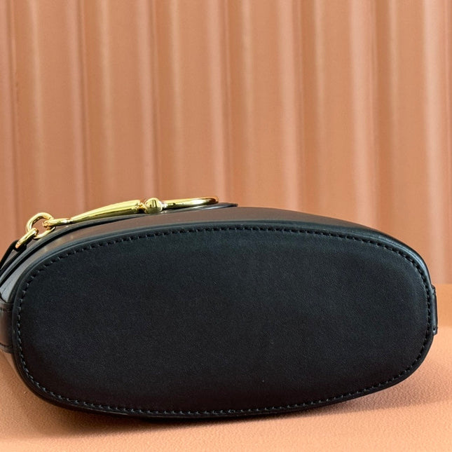 73 SMALL BUCKET BAG 20 IN BLACK SMOOTH CALFSKIN