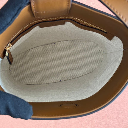 73 SMALL BUCKET BAG 20 IN BROWN SMOOTH CALFSKIN