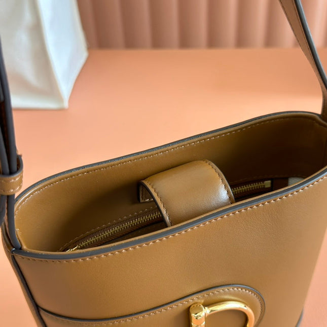 73 SMALL BUCKET BAG 20 IN BROWN SMOOTH CALFSKIN