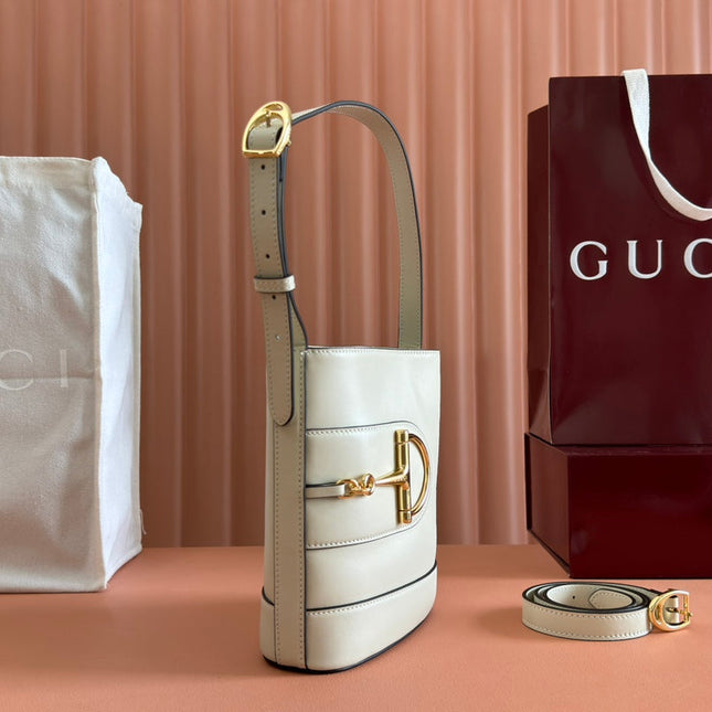 73 SMALL BUCKET BAG 20 IN OFF WHITE SMOOTH CALFSKIN