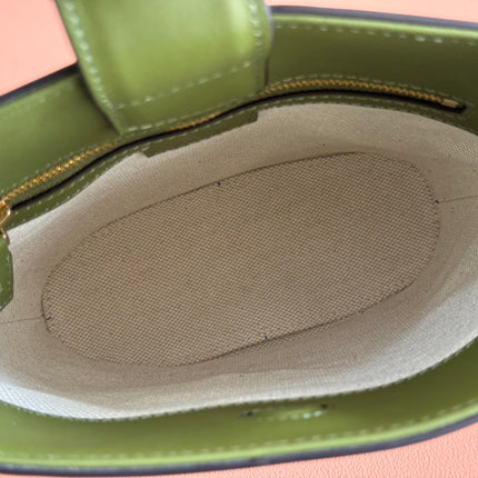 73 SMALL BUCKET BAG 20 IN GREEN SMOOTH CALFSKIN