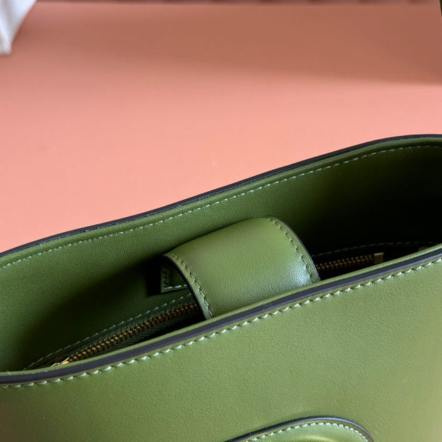 73 SMALL BUCKET BAG 20 IN GREEN SMOOTH CALFSKIN