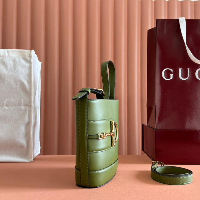 73 SMALL BUCKET BAG 20 IN GREEN SMOOTH CALFSKIN