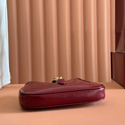 JACKIE NOTTE MINI BAG 19 IN RED WINE CRACKED LACQUER CALFSKIN GOLD HARDWARE