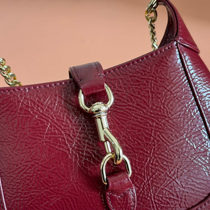 JACKIE NOTTE MINI BAG 19 IN RED WINE CRACKED LACQUER CALFSKIN GOLD HARDWARE