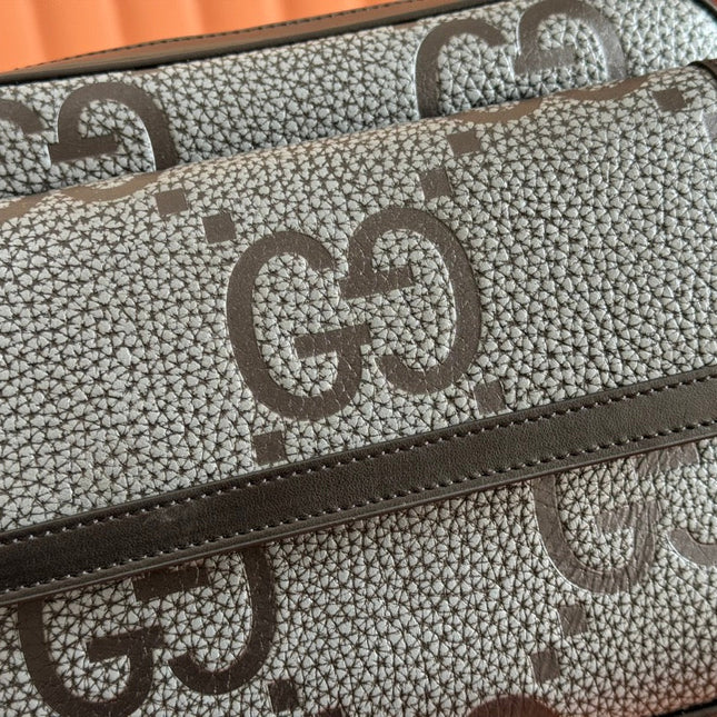 SMALL JUMBO CROSSBODY 23 IN GREY AND BLACK GRAINY GG LAMBSKIN