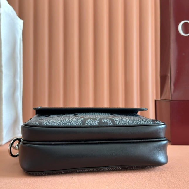 SMALL JUMBO CROSSBODY 23 IN GREY AND BLACK GRAINY GG LAMBSKIN