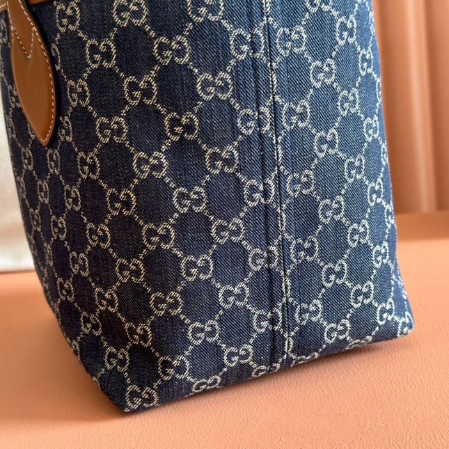 SMALL TOTISSIMA REVERSIBLE TOTE 22 IN DARK BLUE DENIM ONE SIDE BLUE SUEDE