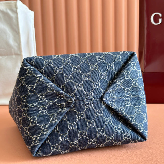 SMALL TOTISSIMA REVERSIBLE TOTE 22 IN DARK BLUE DENIM ONE SIDE BLUE SUEDE