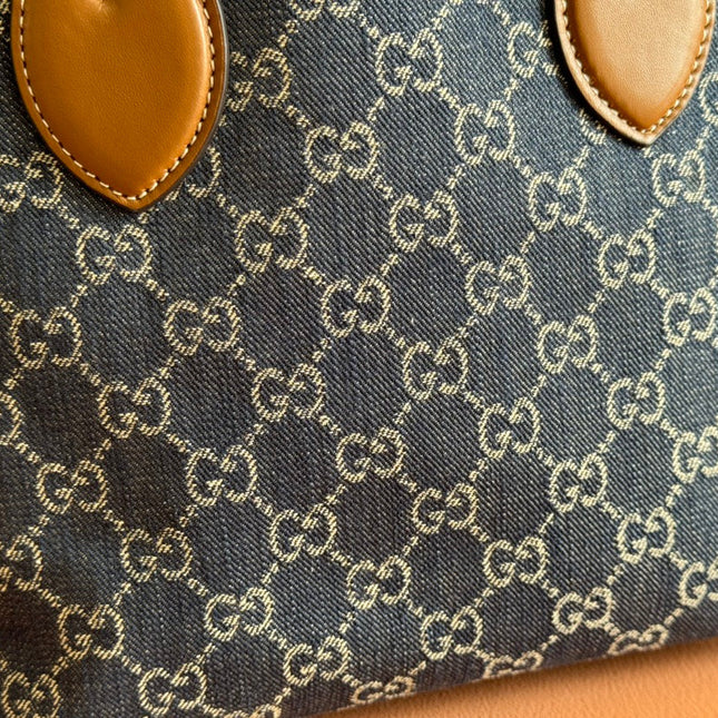 SMALL TOTISSIMA REVERSIBLE TOTE 22 IN DARK BLUE DENIM ONE SIDE BLUE SUEDE