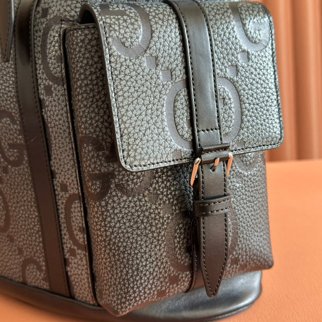 LARGE BACKPACK JUMBO 41 IN GREY AND BLACK GRAINY GG LAMBSKIN