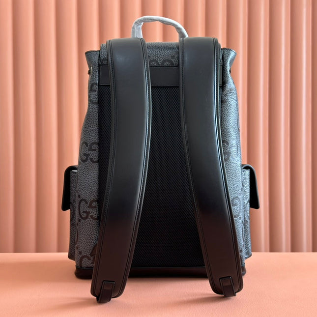 LARGE BACKPACK JUMBO 41 IN GREY AND BLACK GRAINY GG LAMBSKIN