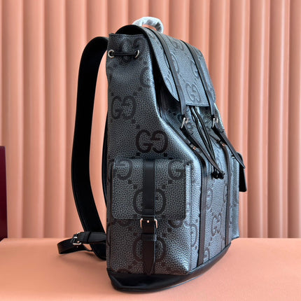 LARGE BACKPACK JUMBO 41 IN GREY AND BLACK GRAINY GG LAMBSKIN