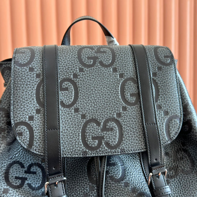LARGE BACKPACK JUMBO 41 IN GREY AND BLACK GRAINY GG LAMBSKIN