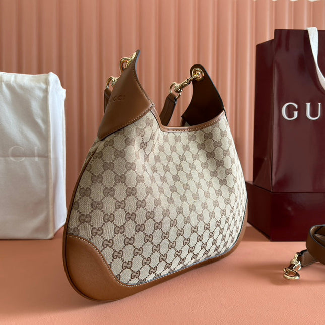 B MEDIUM SHOULDER BAG 42 IN BEIGE AND DARK BROWN GG CANVAS