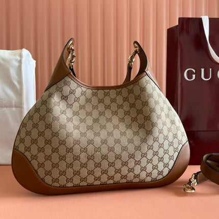 B MEDIUM SHOULDER BAG 42 IN BEIGE AND DARK BROWN GG CANVAS