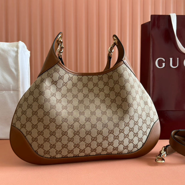 B MEDIUM SHOULDER BAG 42 IN BEIGE AND DARK BROWN GG CANVAS