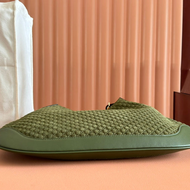 MEDIUM B SHOULDER BAG 42 IN DARK GREEN GG SUEDE