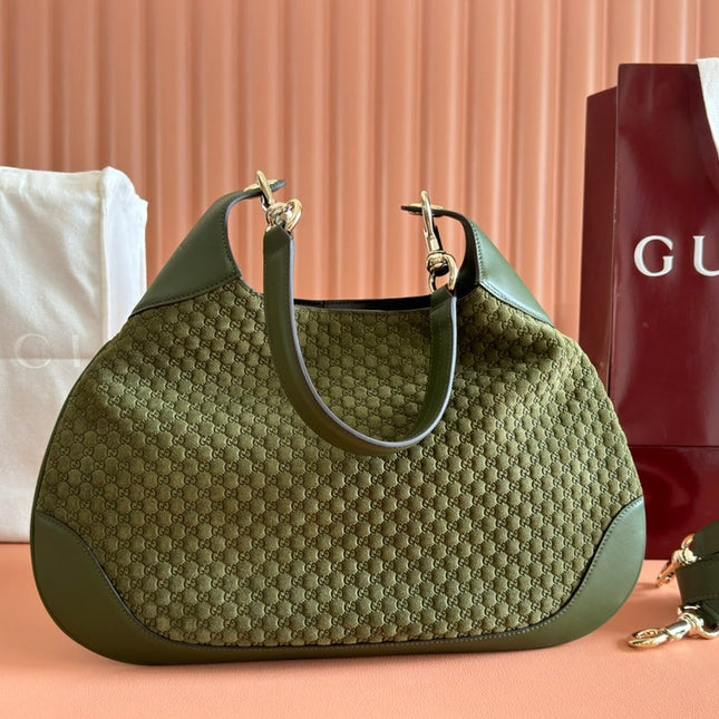 MEDIUM B SHOULDER BAG 42 IN DARK GREEN GG SUEDE