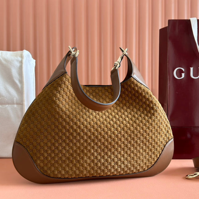 MEDIUM B SHOULDER BAG 42 IN BROWN GG SUEDE