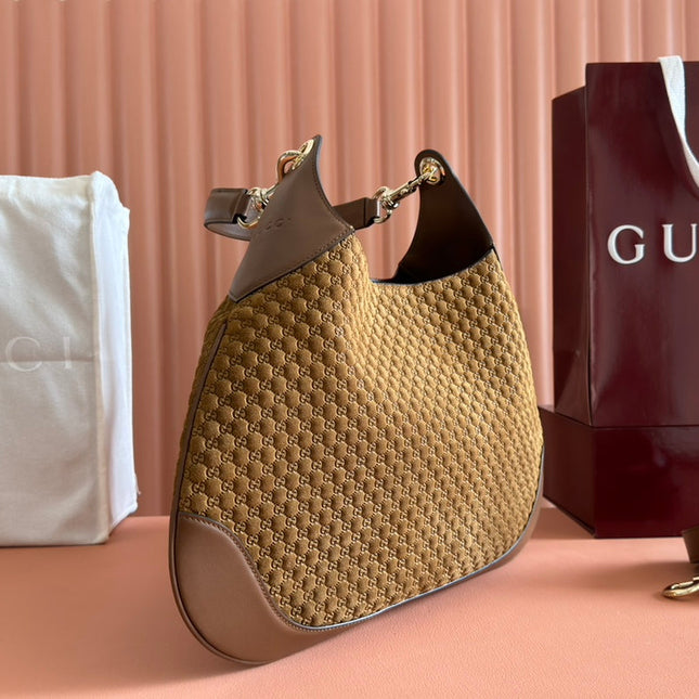 MEDIUM B SHOULDER BAG 42 IN BROWN GG SUEDE