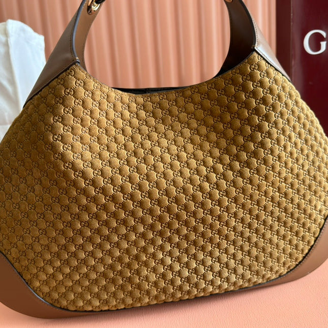 MEDIUM B SHOULDER BAG 42 IN BROWN GG SUEDE