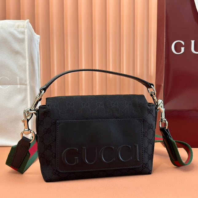 SMALL CROSSBODY BAG 19 IN BLACK CANVAS MONOGRAM LOGO