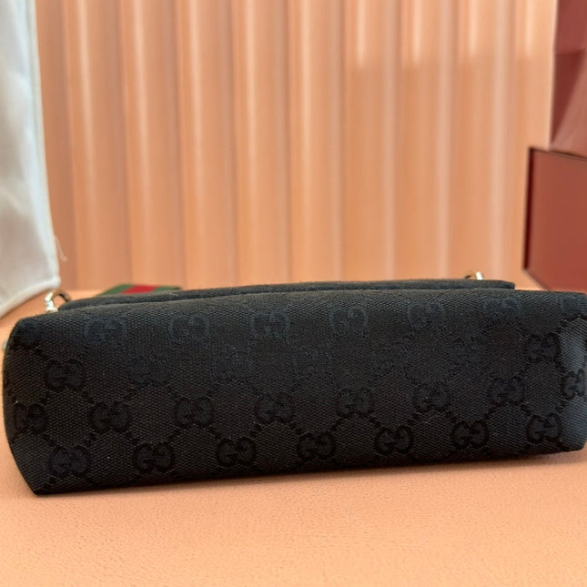 SMALL CROSSBODY BAG 19 IN BLACK CANVAS MONOGRAM LOGO