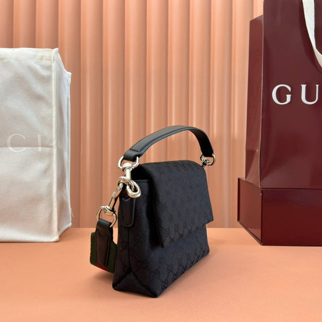 SMALL CROSSBODY BAG 19 IN BLACK CANVAS MONOGRAM LOGO