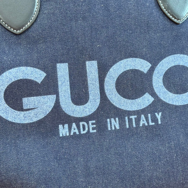 LARGE TOTISSIMA REVERSIBLE TOTE 30.5 IN DARK BLUE DENIM ONE SIDE BEIGE AND BLUE CALFSKIN ON THE OTHER