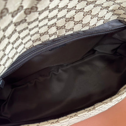 LARGE CROSSBODY BAG 36 IN BEIGE AND DARK BROWN CANVAS MONOGRAM LOGO