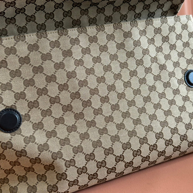 LARGE CROSSBODY BAG 36 IN BEIGE AND DARK BROWN CANVAS MONOGRAM LOGO