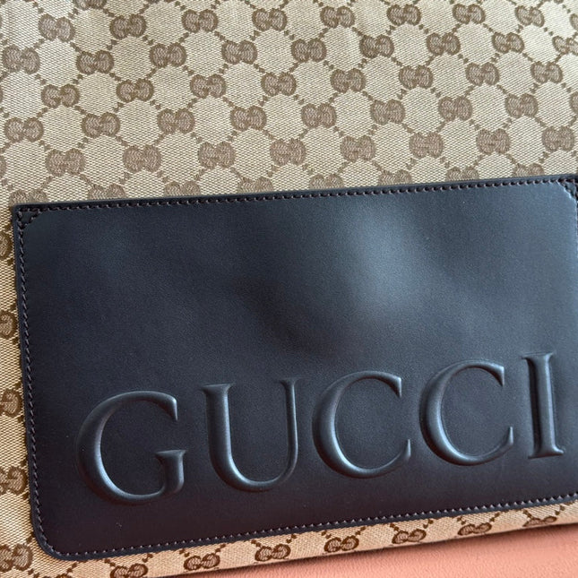 LARGE CROSSBODY BAG 36 IN BEIGE AND DARK BROWN CANVAS MONOGRAM LOGO