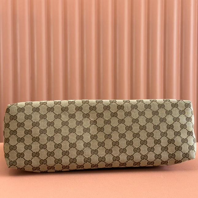 LARGE CROSSBODY BAG 36 IN BEIGE AND DARK BROWN CANVAS MONOGRAM LOGO