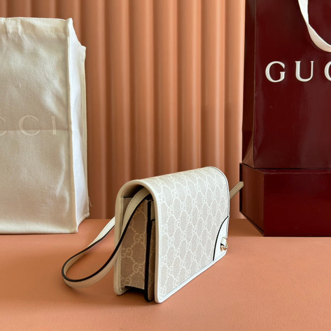 EMBLEM WALLET GG MONOGRAM 20 IN BEIGE AND WHITE SMOOTH CALFSKIN