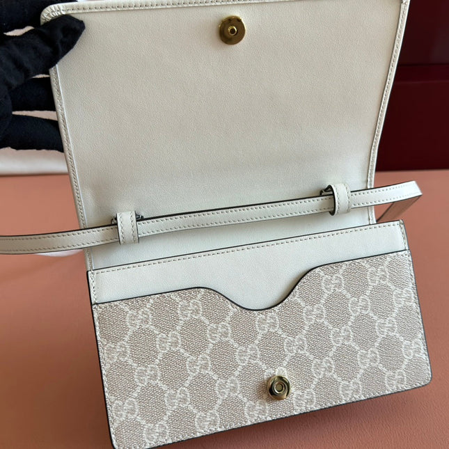 EMBLEM WALLET GG MONOGRAM 20 IN BEIGE AND WHITE SMOOTH CALFSKIN