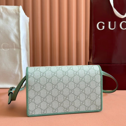 EMBLEM WALLET GG MONOGRAM 20 IN SAGE GREEN SMOOTH CALFSKIN