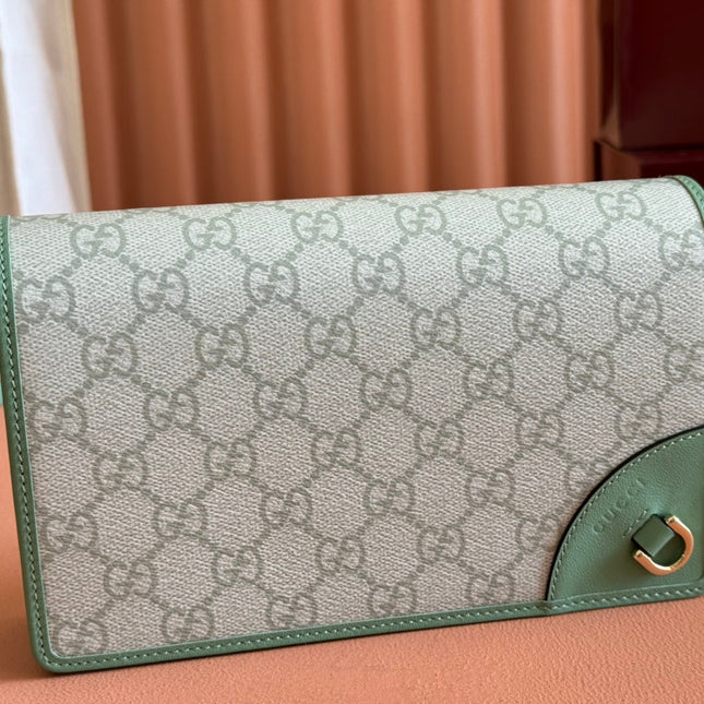 EMBLEM WALLET GG MONOGRAM 20 IN SAGE GREEN SMOOTH CALFSKIN