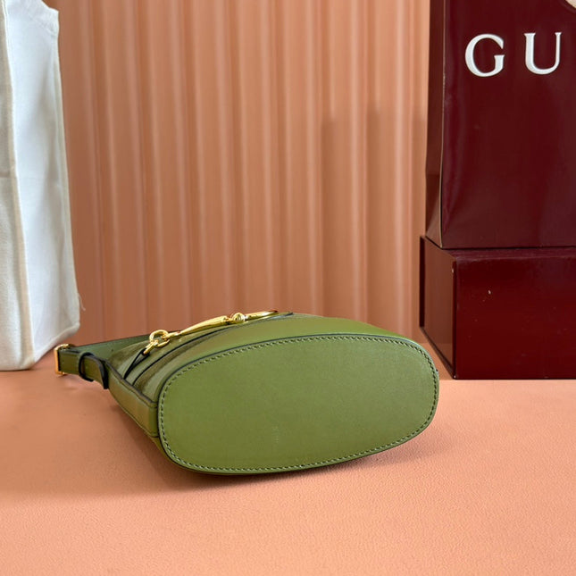 73 SMALL BUCKET BAG 20 IN GREEN SOFT SUEDE AND CALFSKIN