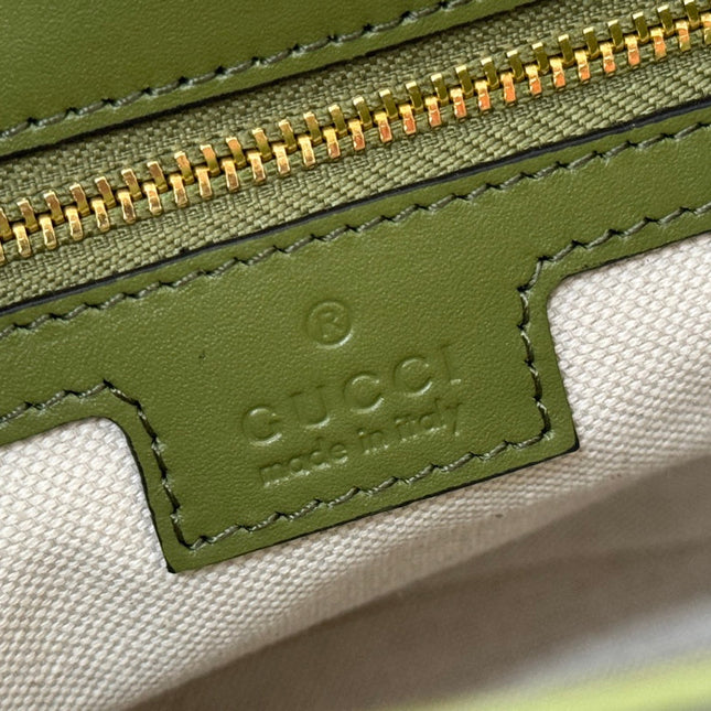 73 SMALL BUCKET BAG 20 IN GREEN SOFT SUEDE AND CALFSKIN