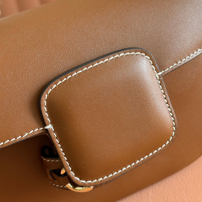 SMALL HORSEBIT 1955 SHOULDER BAG 20 IN BROWN SOFT CALFSKIN LIGHT GOLD HARDWARE