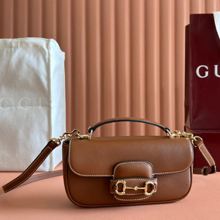 SMALL HORSEBIT 1955 SHOULDER BAG 22.6 IN BROWN CALFSKIN